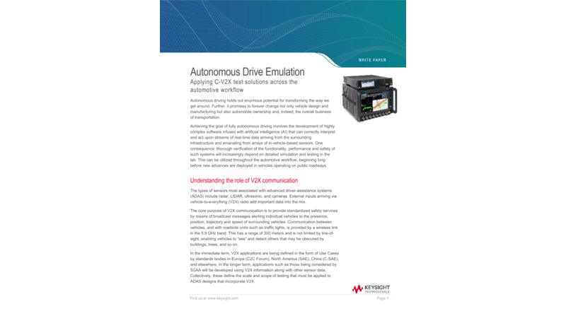 Autonomous Drive Emulation : Apply C-V2X Test Solutions